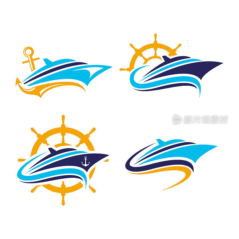 boat, ships, yacht, cruise vector logo. perfect for transportation company. flat color style